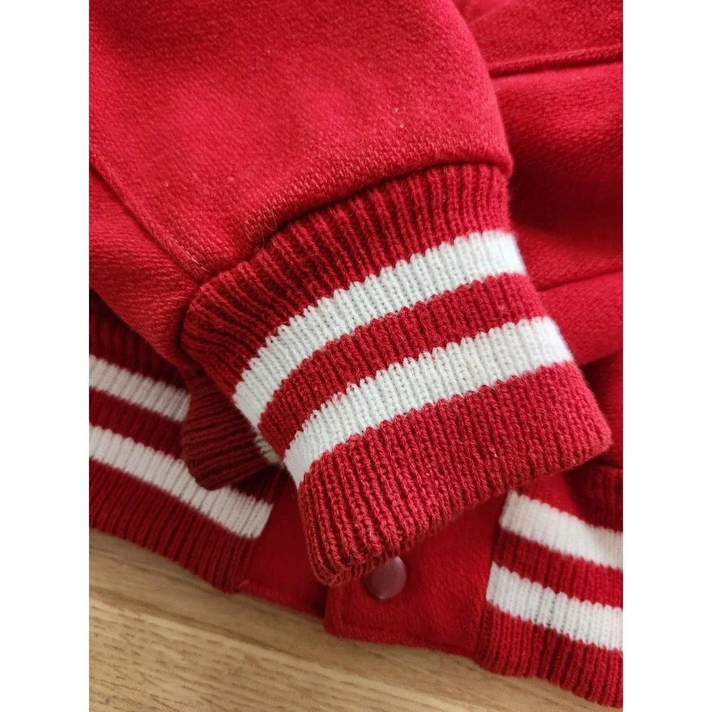 Vtg‎ DeLong Lettermans Varsity Jacket Red/White Size 36 Wool 1950s Jock Preppy